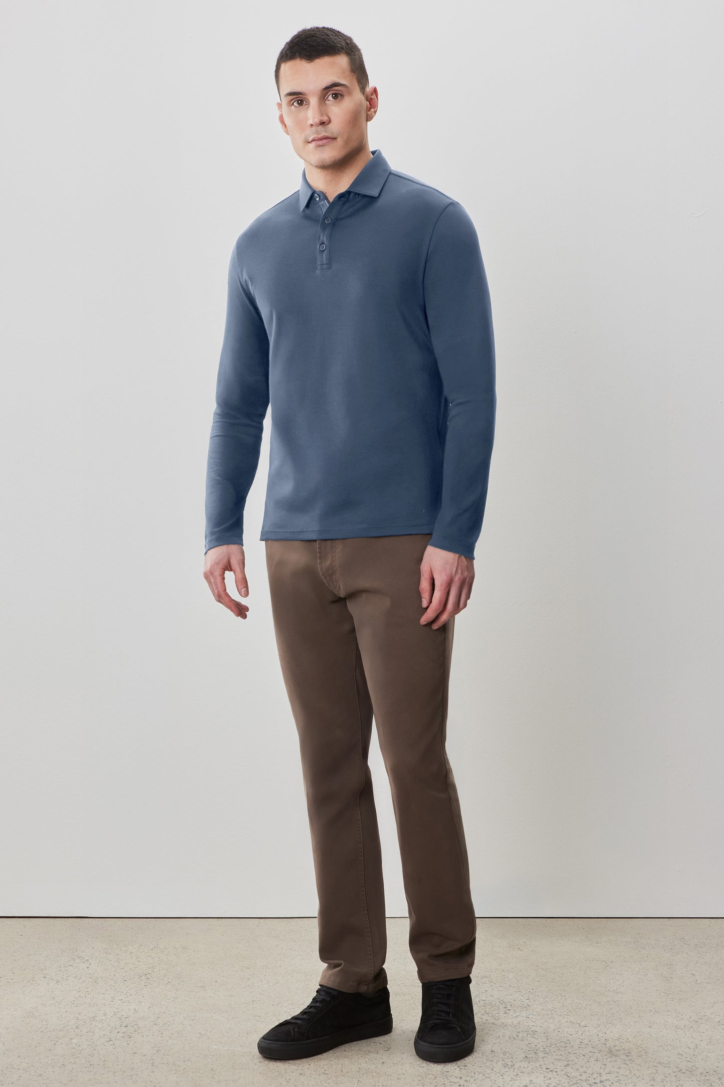The Barakett Long Sleeve Herringbone Polo