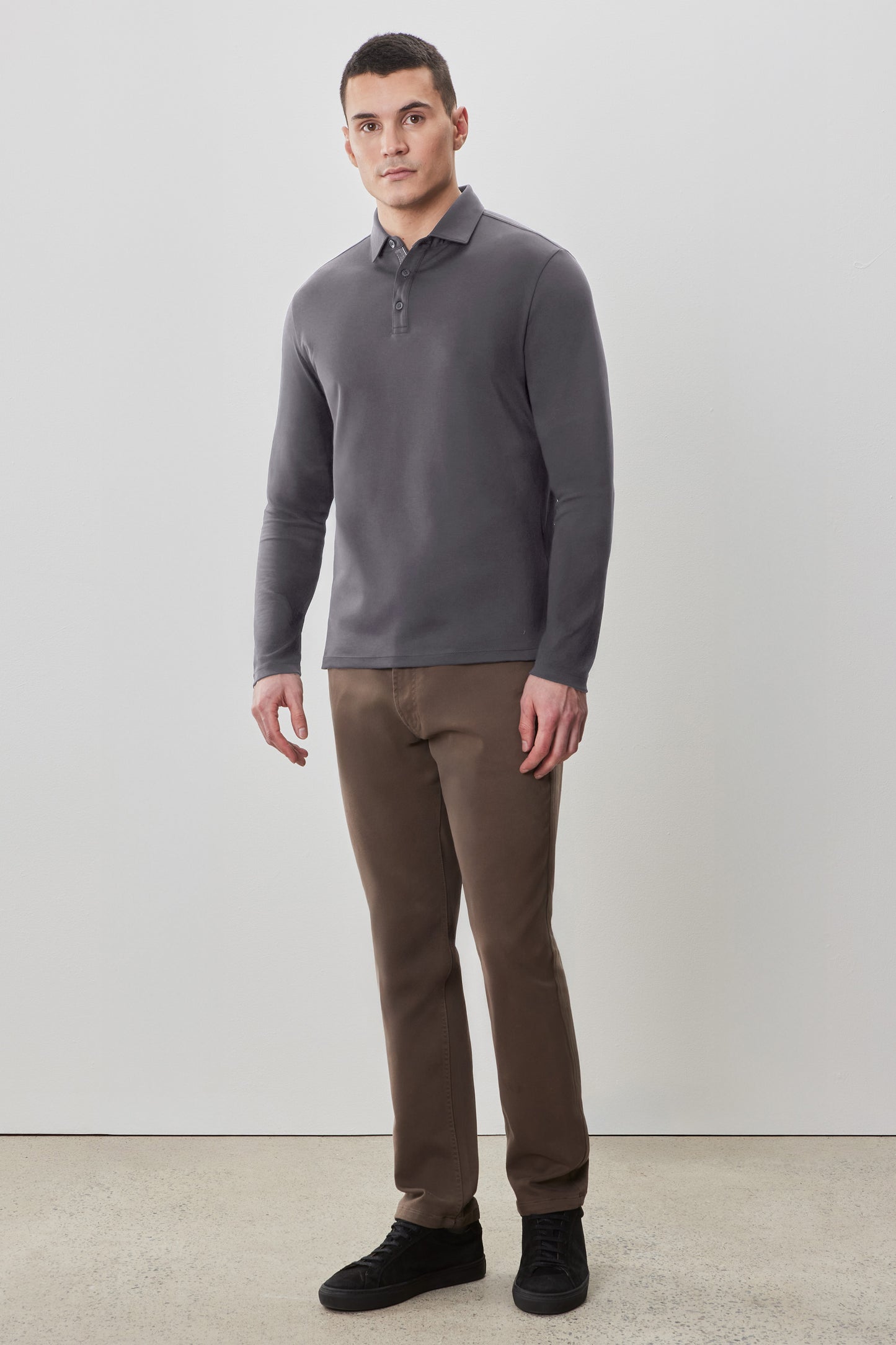 The Barakett Long Sleeve Herringbone Polo