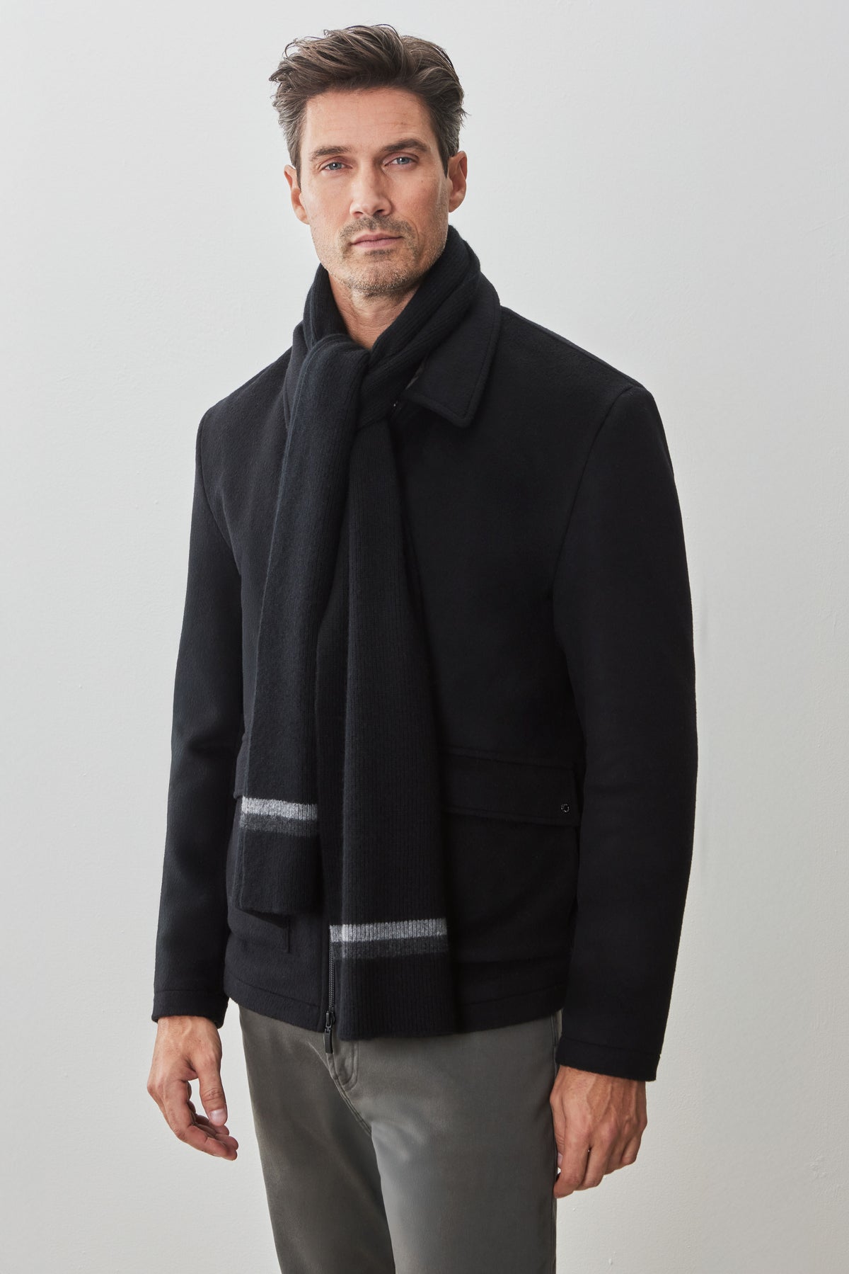 Eric Cashmere Knit Stripe Scarf