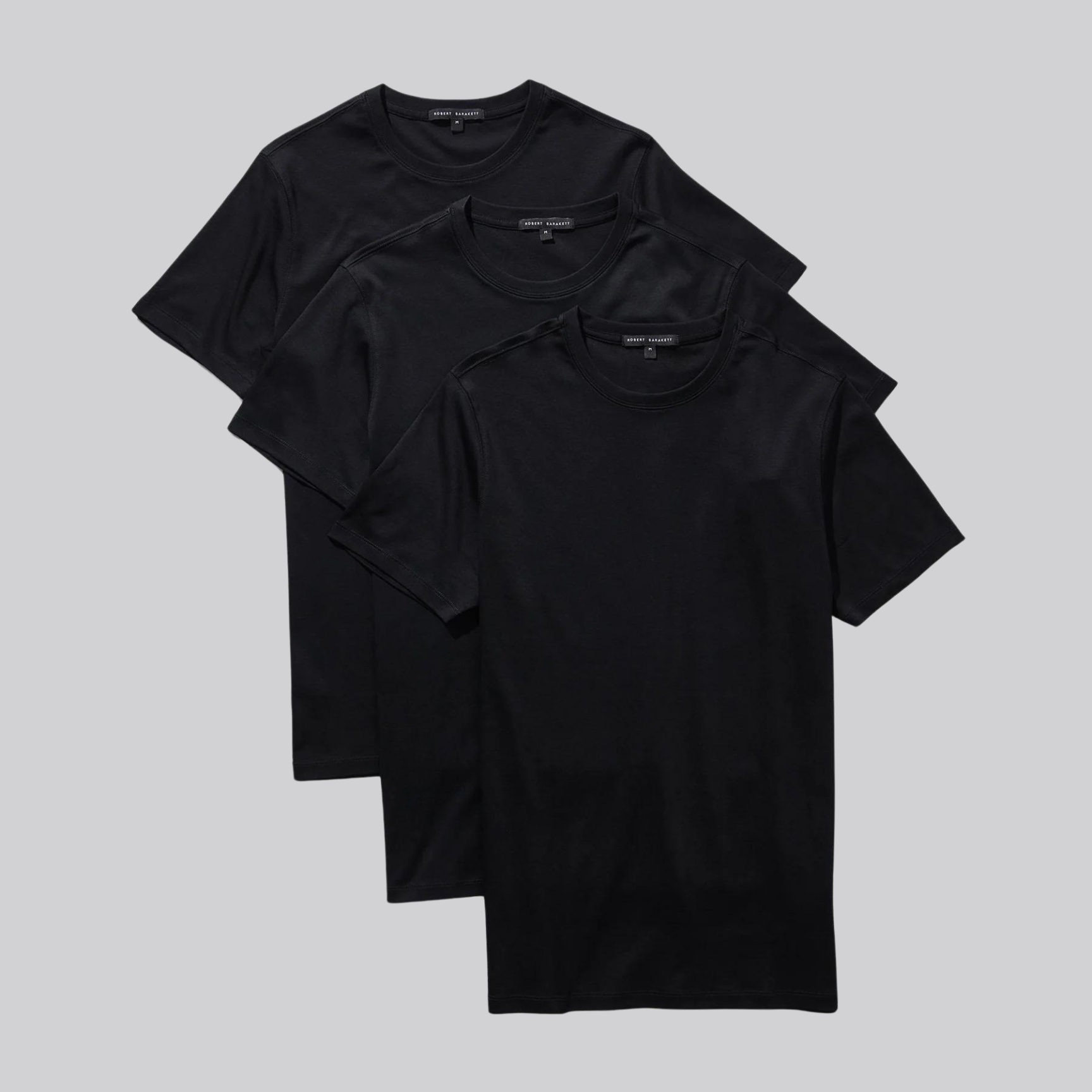 Men's Pima Cotton Crew Neck T-Shirt 3-pack in Black - Robert Barakett