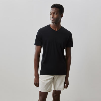 Men's Pima Cotton V-Neck T-Shirt in Black - Robert Barakett