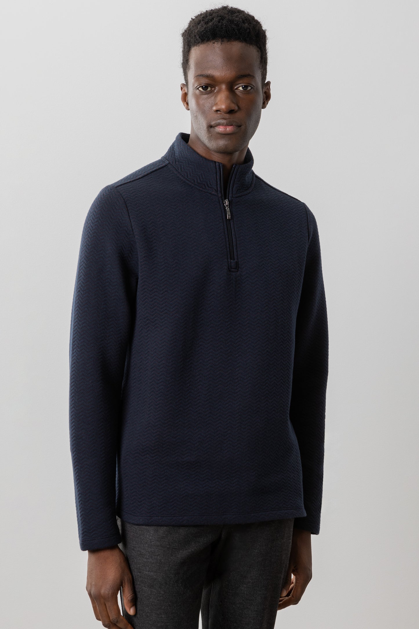 Inman Herringbone Half Zip Long Sleeve