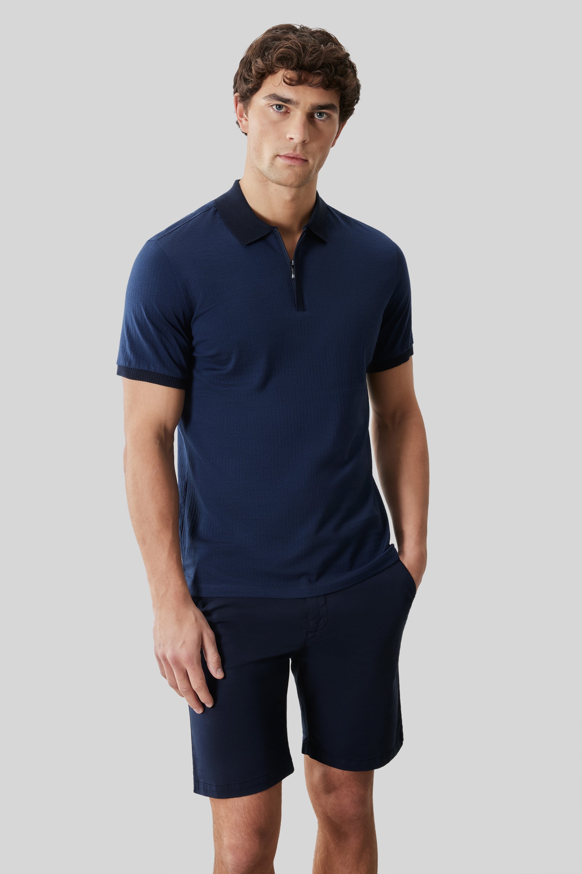 Whistler Short Sleeve Covered Placket Polo - Dark Caspian | Robert