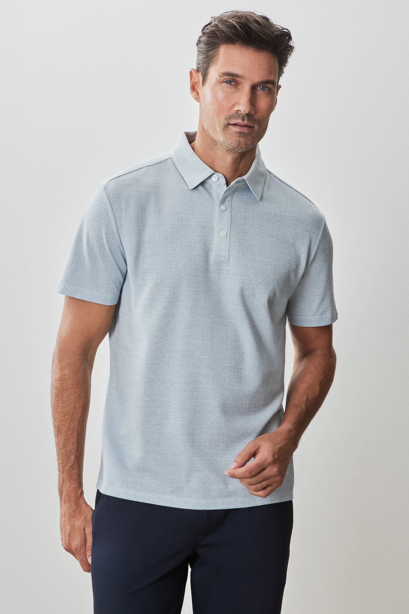 Robert Barakett Roscoe Short Sleeve Polo In Soft Teal