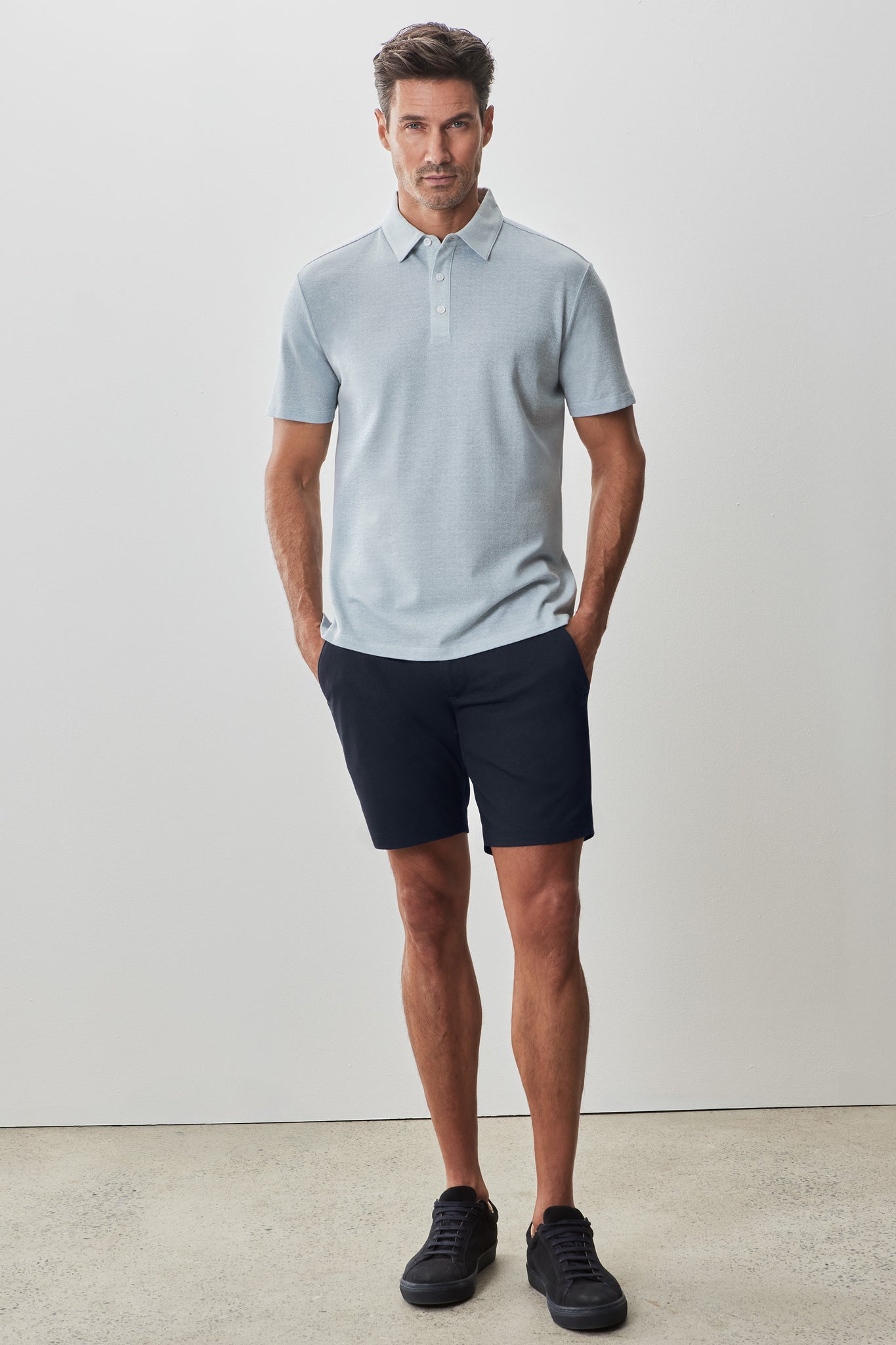 Robert Barakett Roscoe Short Sleeve Polo In Soft Teal