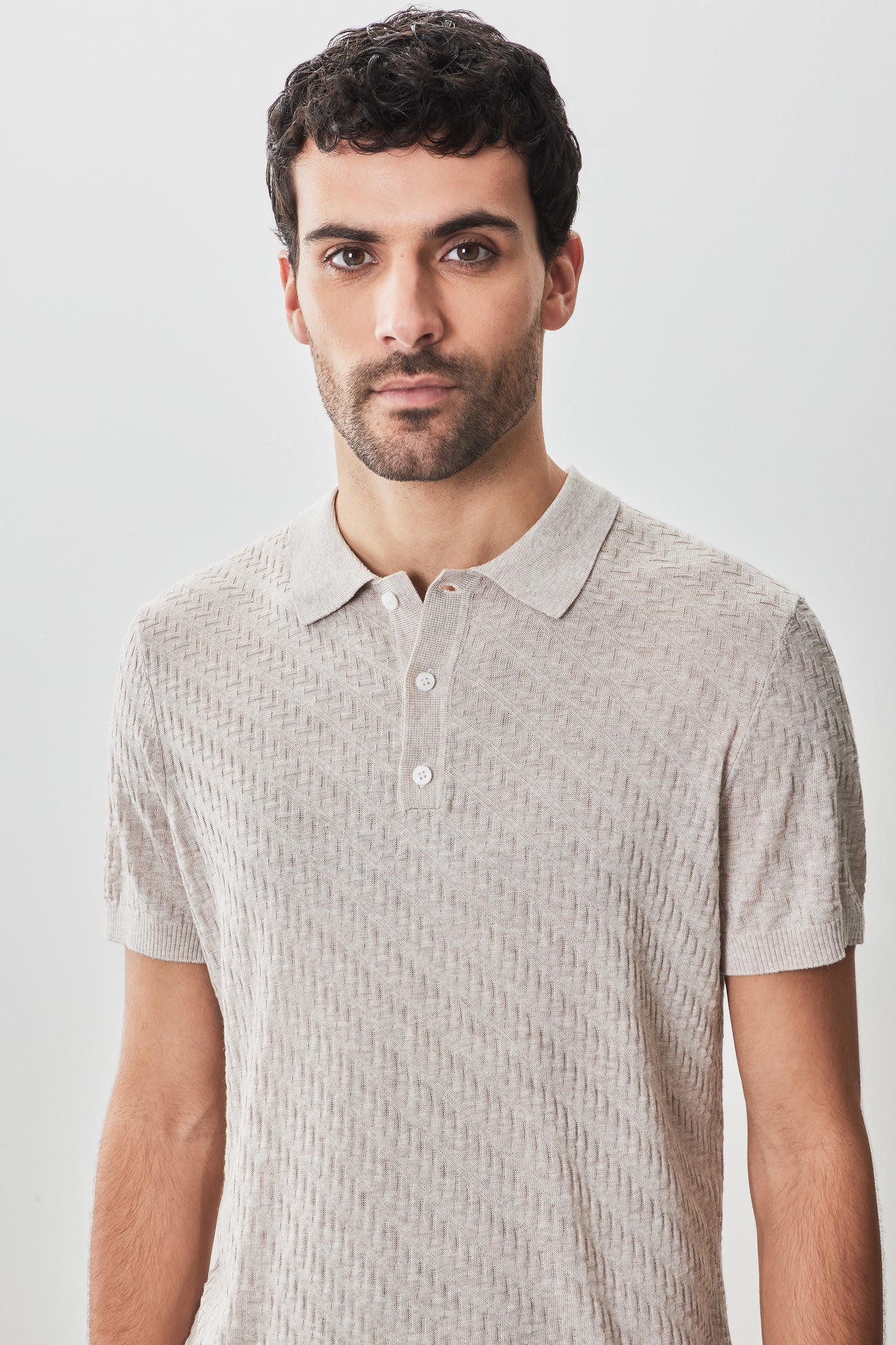 Robert Barakett Skelling Sweater Polo In Tan