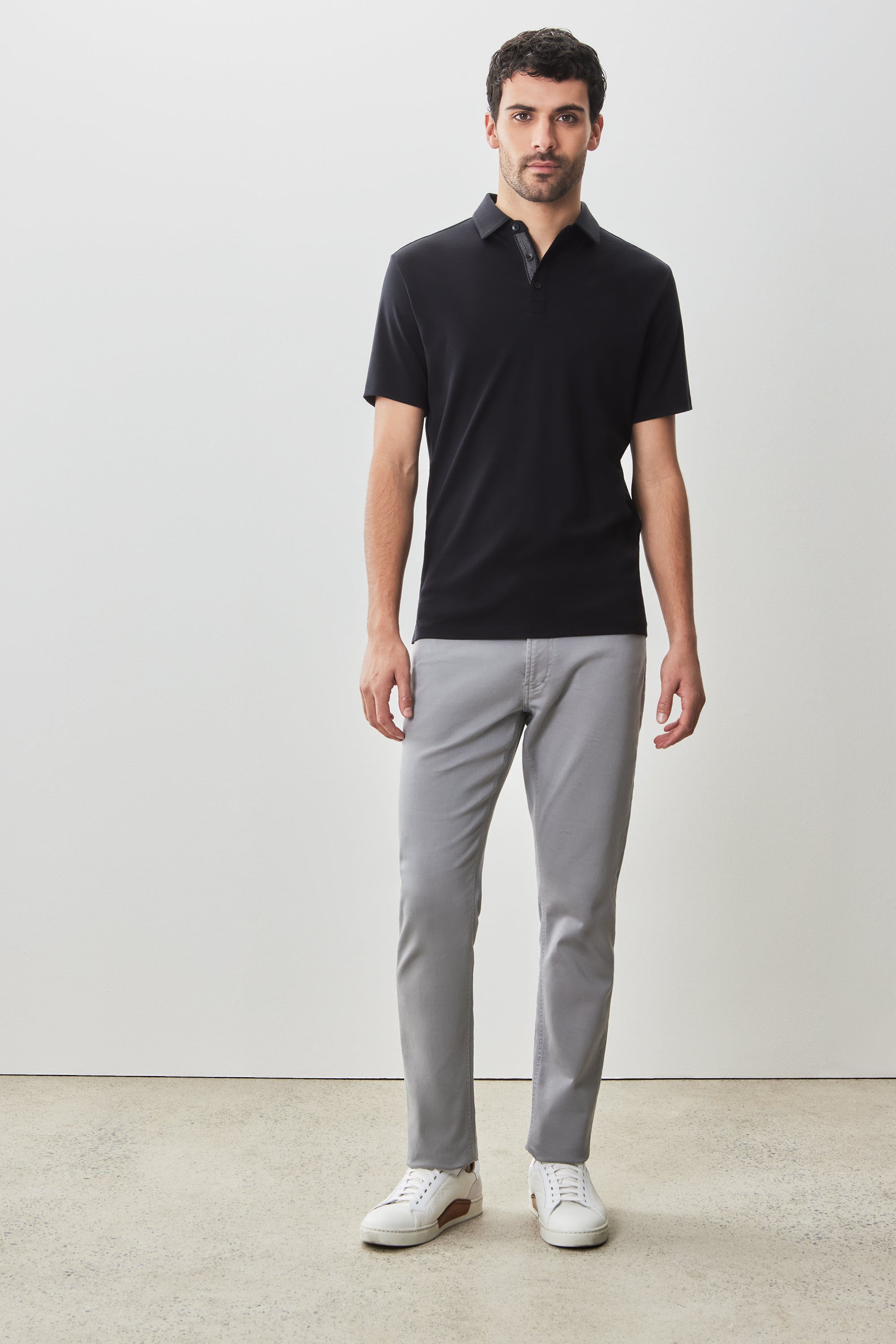 The Barakett Herringbone Polo - Black | Robert Barakett
