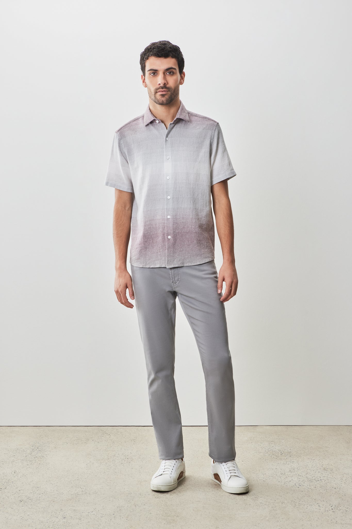 Robert Barakett Tiffin Short Sleeve Woven Shirt In Purple
