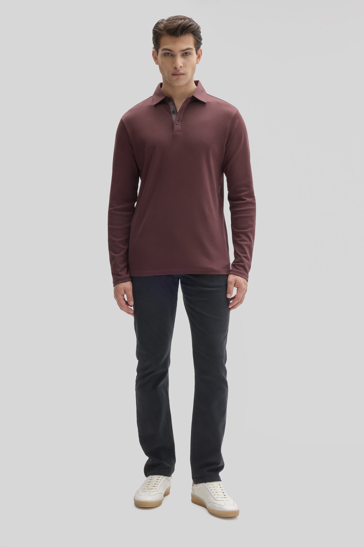 The Barakett Long Sleeve Herringbone Polo