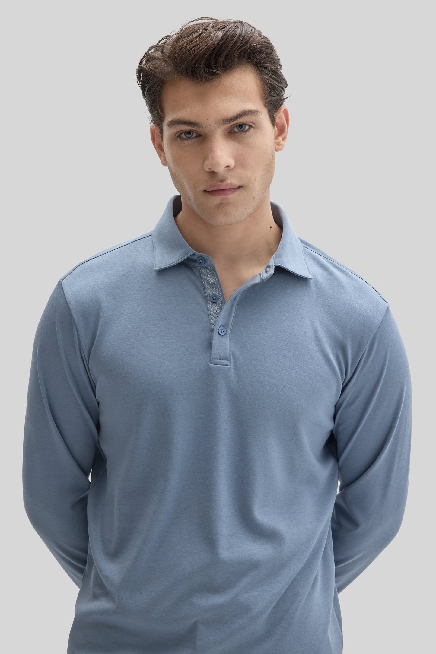 The Barakett Long Sleeve Herringbone Polo