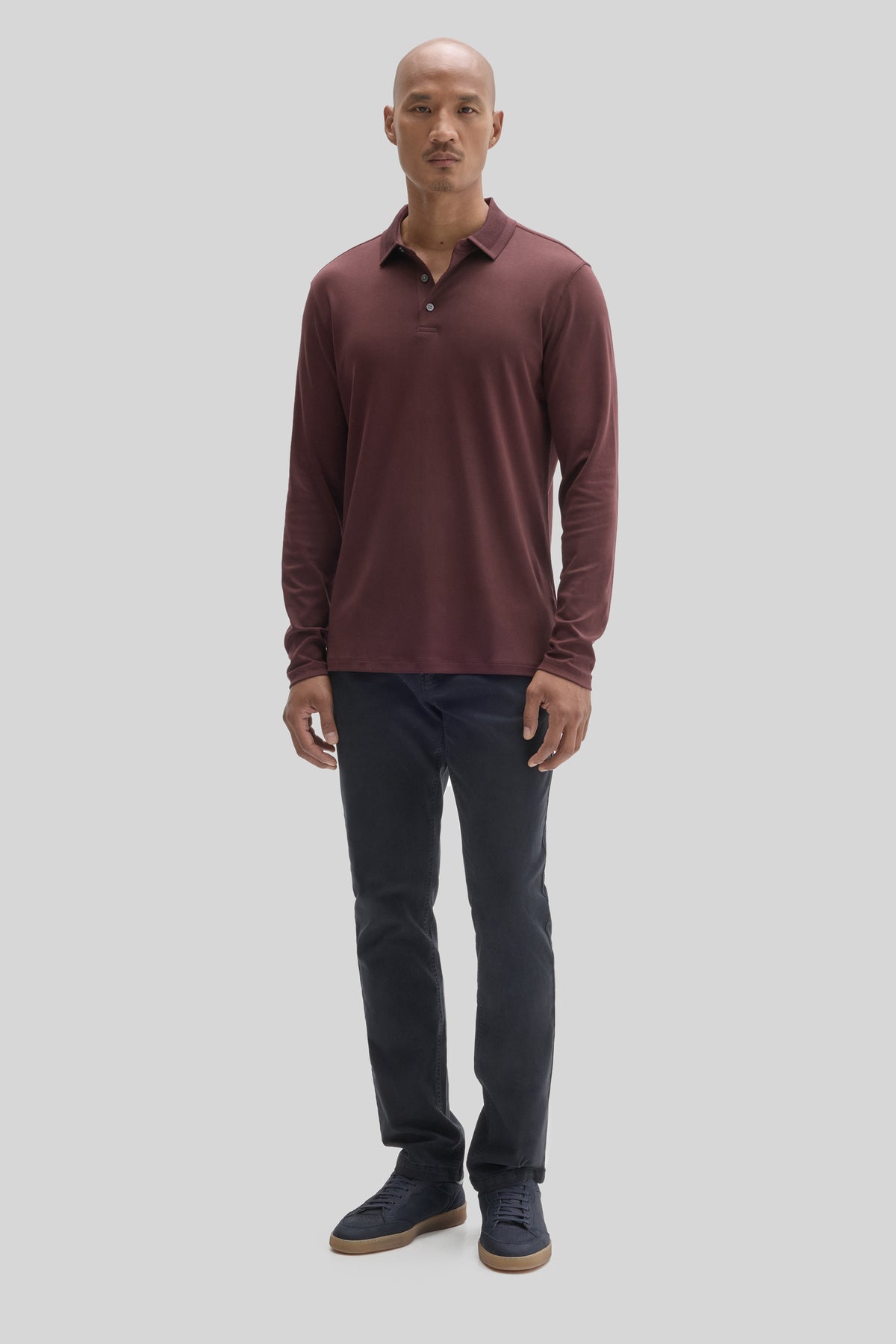 The Barakett Long Sleeve Textured Collar Polo