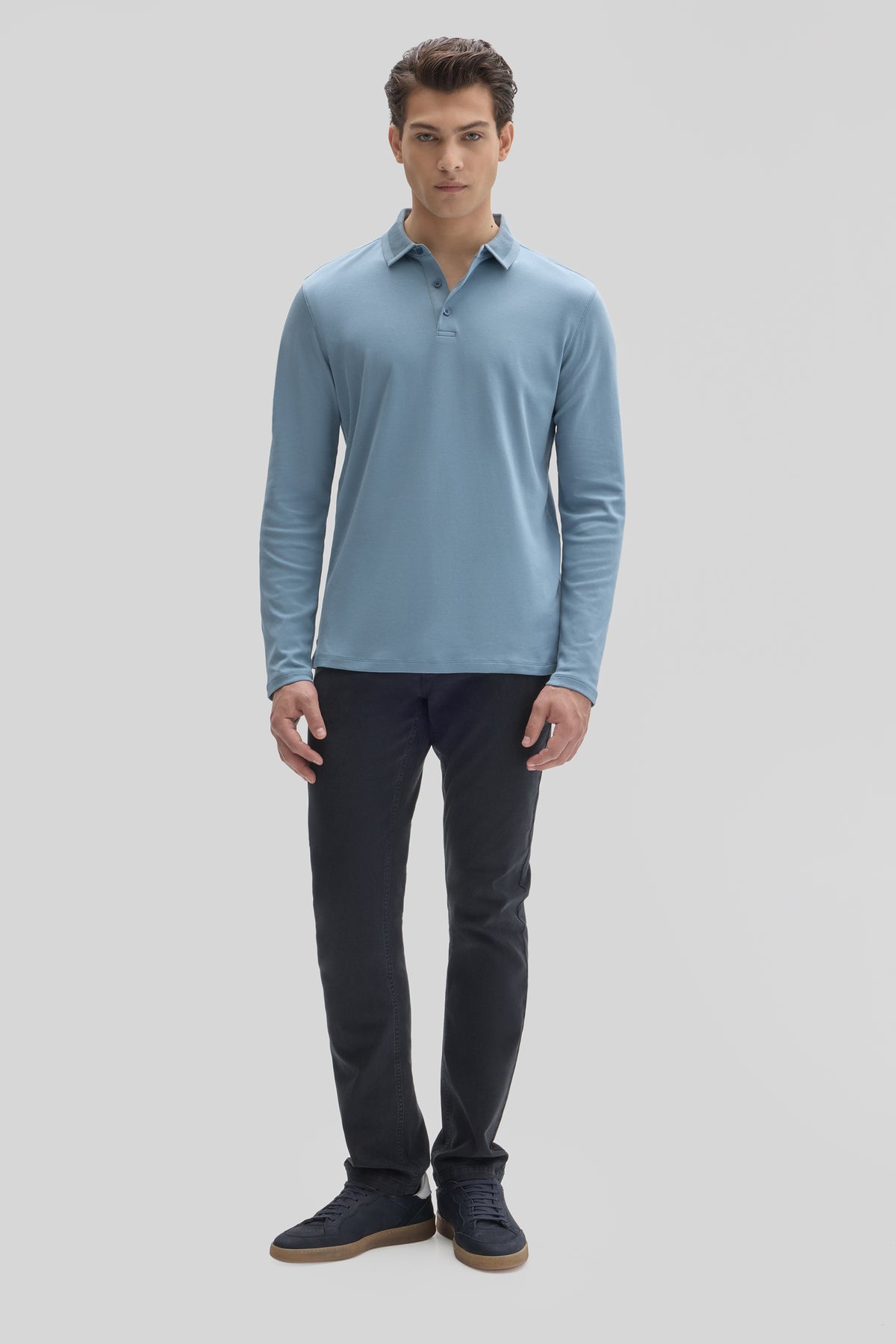 The Barakett Long Sleeve Textured Collar Polo