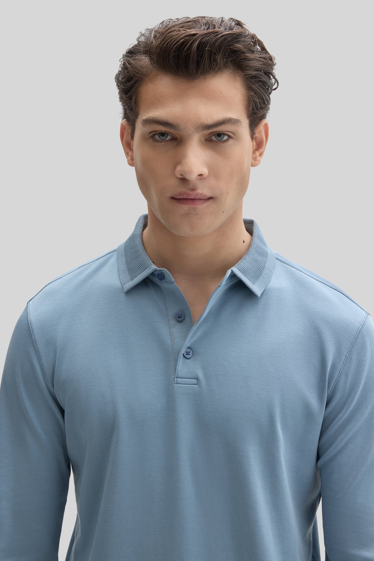 The Barakett Long Sleeve Textured Collar Polo