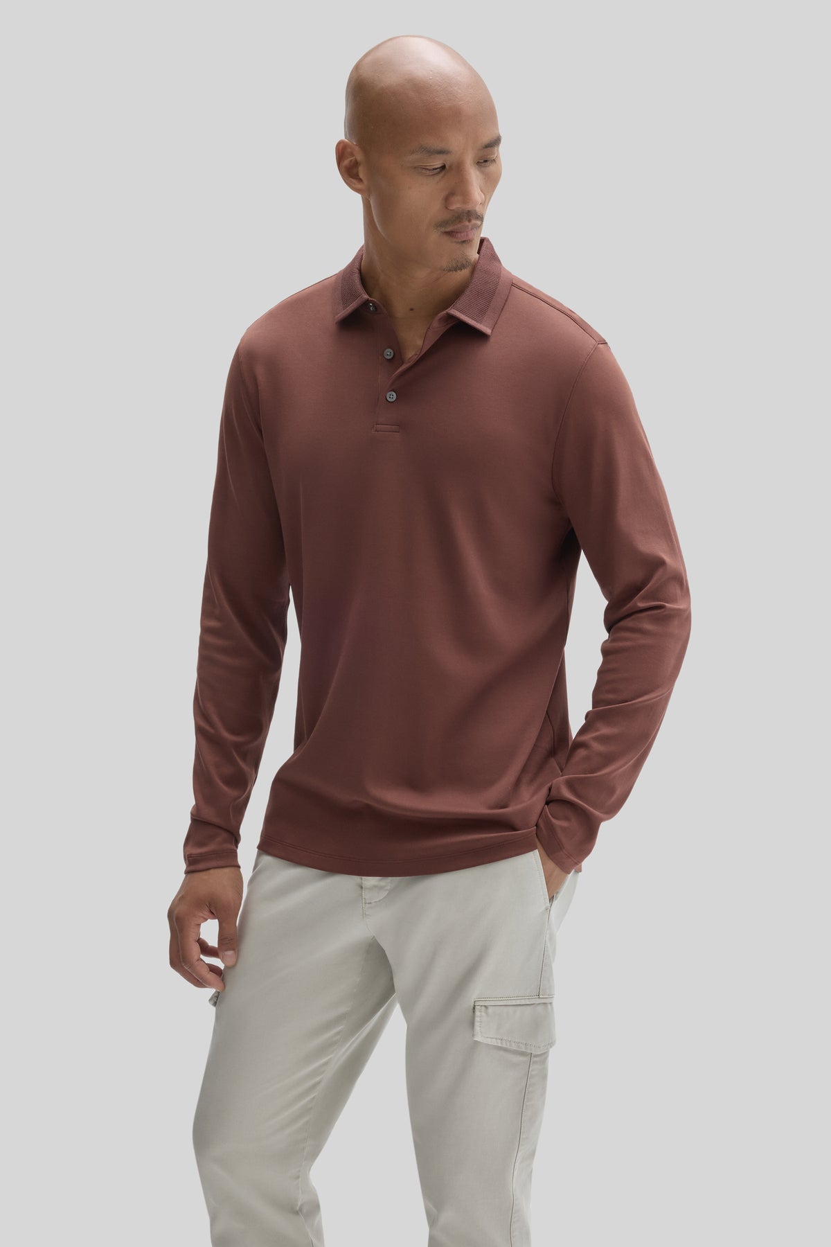 The Barakett Long Sleeve Textured Collar Polo