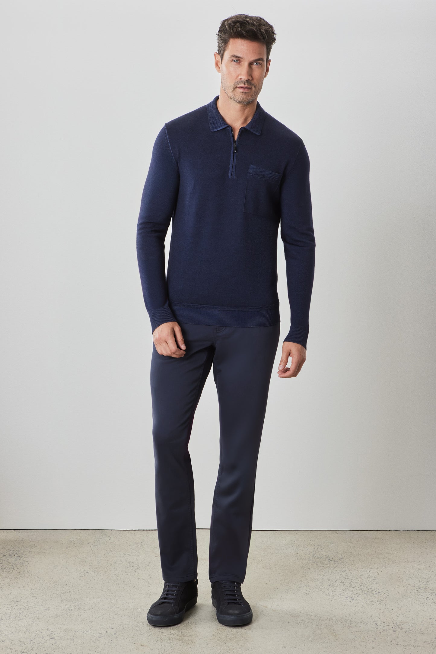 Alberni Long Sleeve Zip Sweater Polo