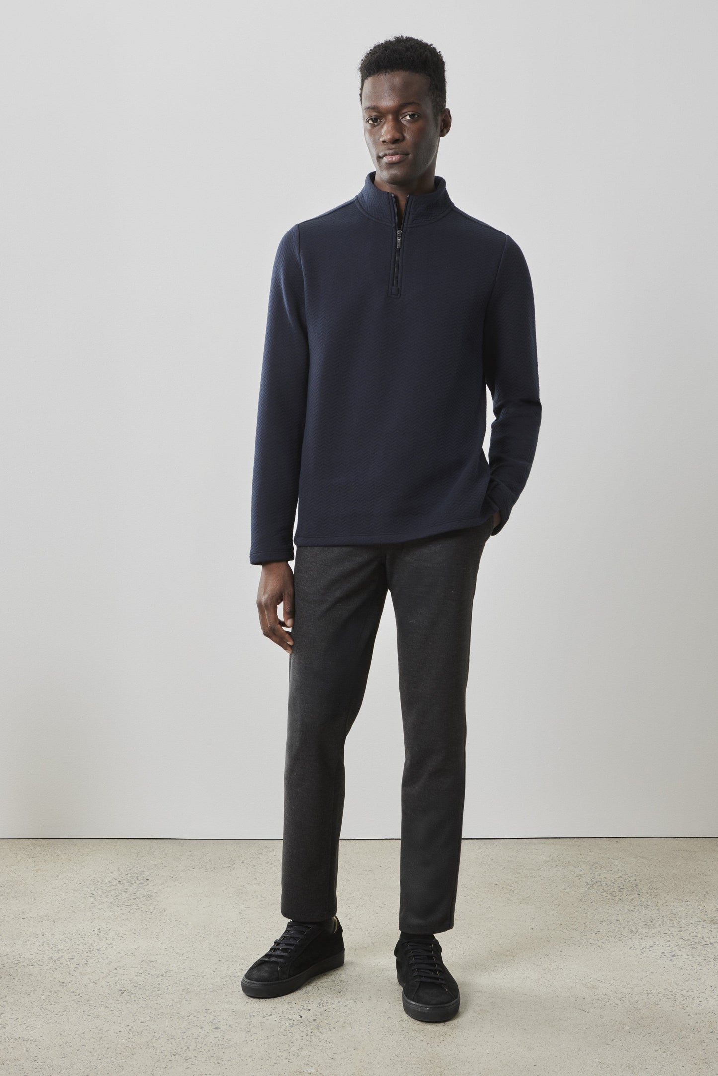 Inman Herringbone Half Zip Long Sleeve