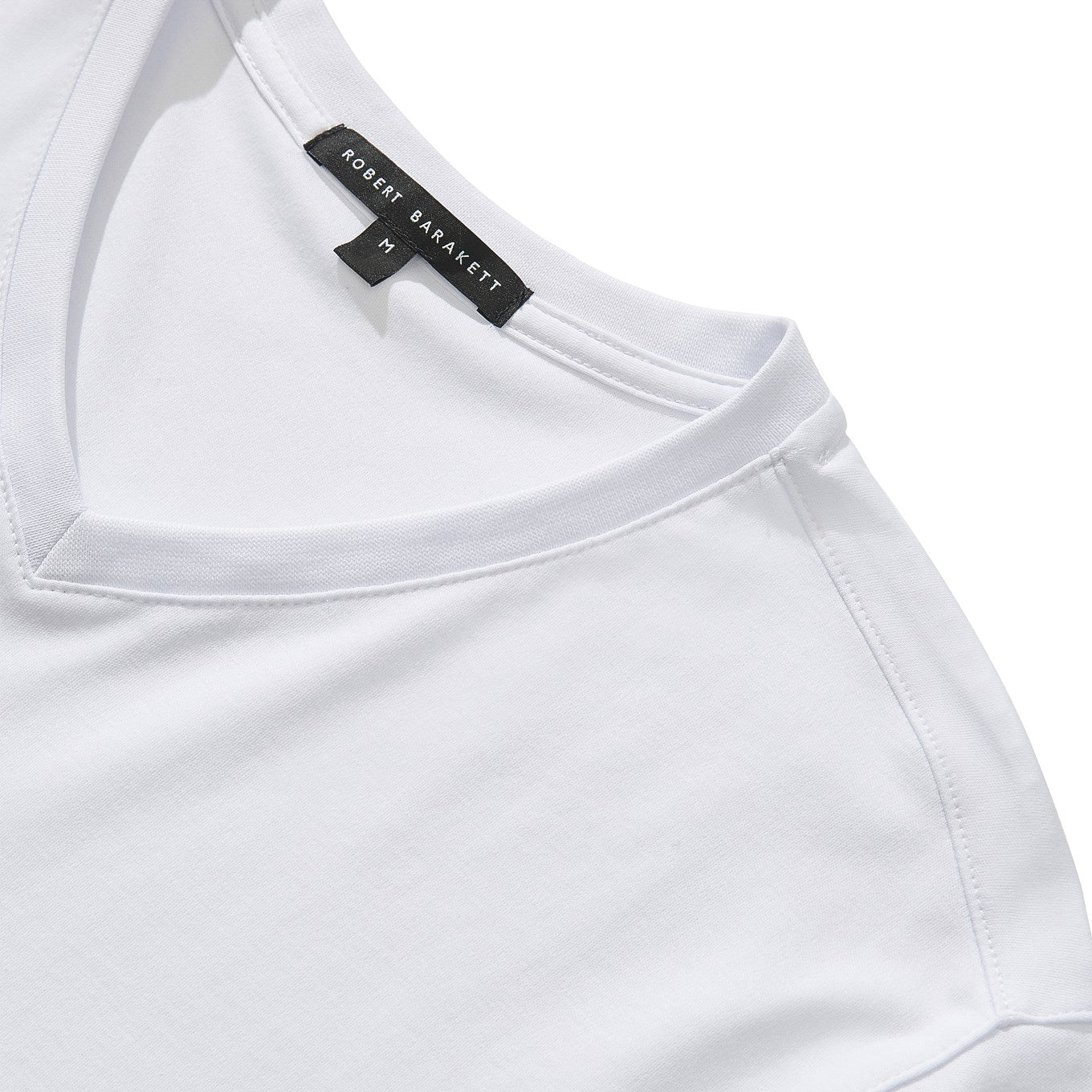 Men's Pima Cotton V-Neck T-Shirt in White - Robert Barakett