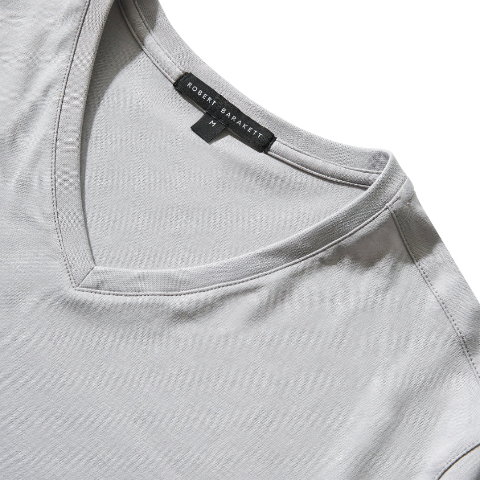 Men's Pima Cotton V-Neck T-Shirt in Chalk - Robert Barakett