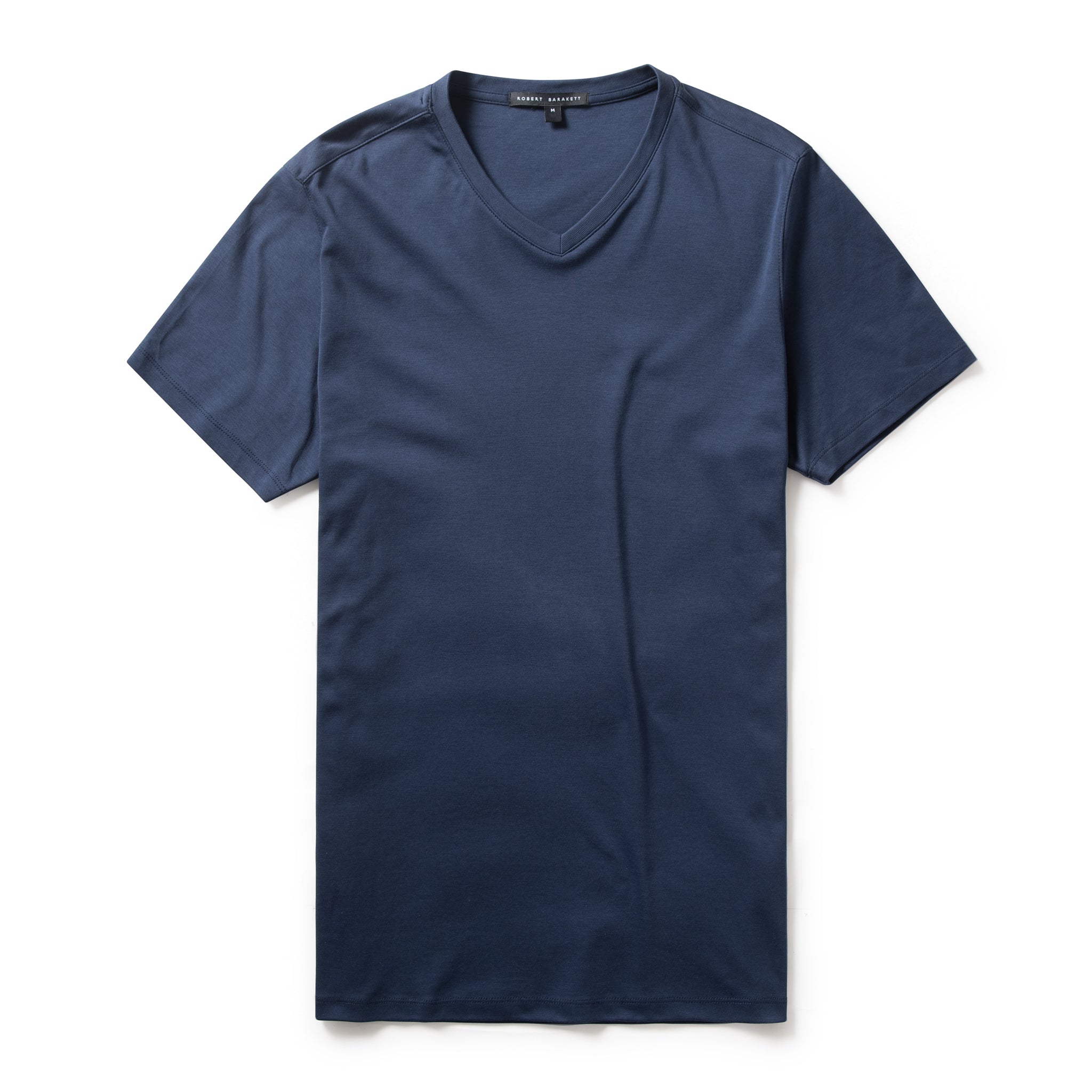Men's Pima Cotton V-Neck T-Shirt in Navy Blue - Robert Barakett